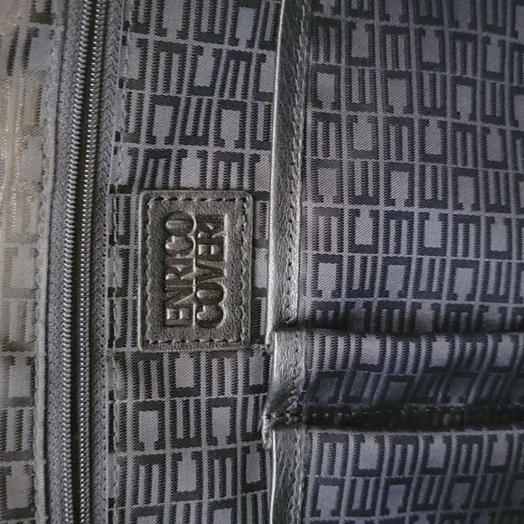 61)Pre-owned Enrico Coveri Italian Designer Black Leather Briefcase MessengerBag - Picture 9 of 13